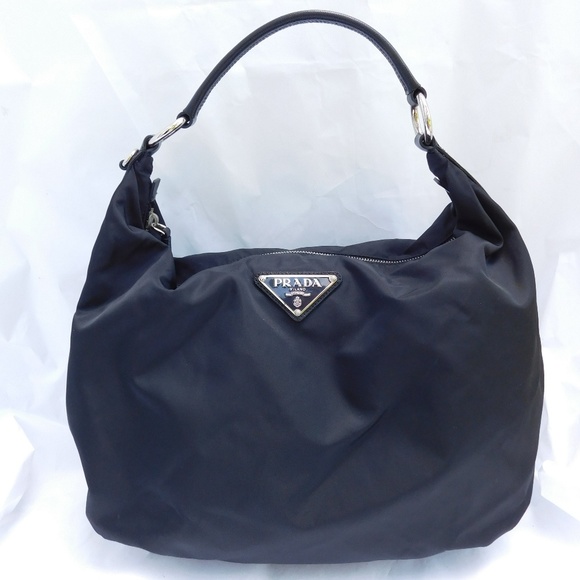 Prada Handbags - SOLD-Authentic Prada Black Nylon Leather Hobo Bag